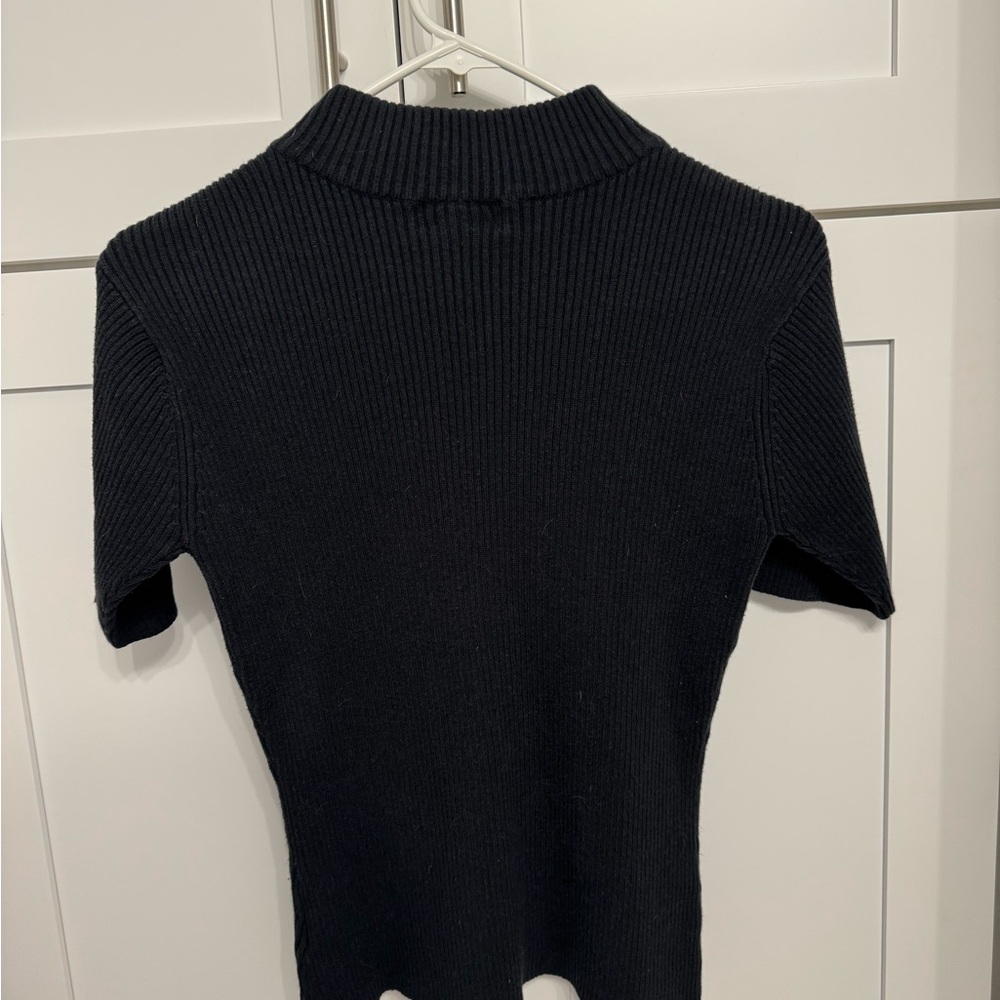Essentials Black Ribbed Knit Top - Picture 3 of 3